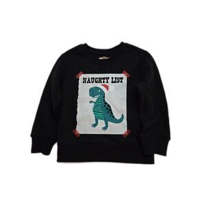 Maximus Rex Toddler Boy's Black Naughty List Dinosaur Christmas Sweatshirt 4T